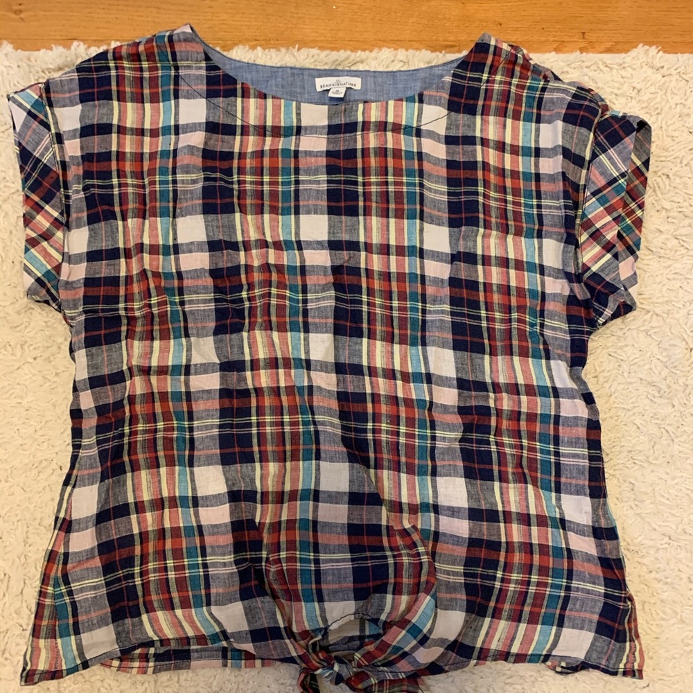 LL BEAN plaid blouse